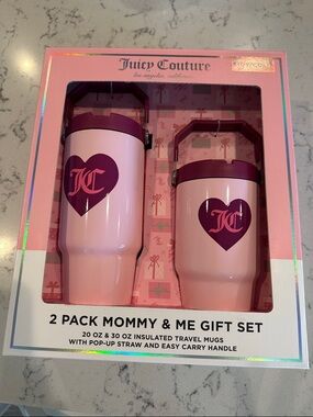 Juicy Couture Pink Heart Logo Insulated Travel Mug Set